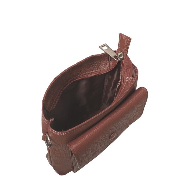 Leather Brown Crossbody Shoulder Bag for Men & Women –Sling Bag for Daily Use - Picture 5 of 10